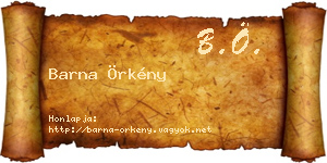 Barna Örkény névjegykártya